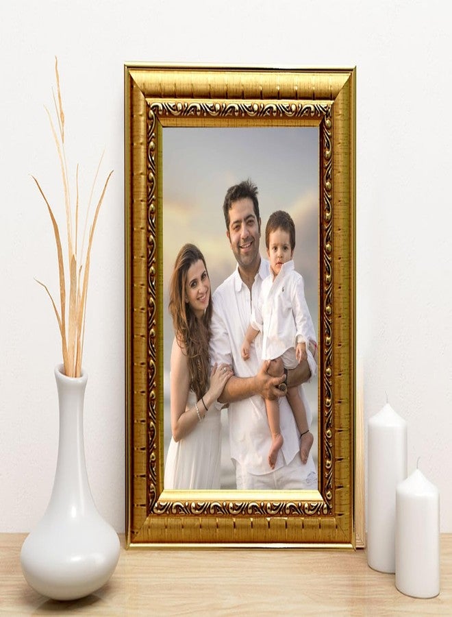 KDM HOME DECOR إطار صور من كي دي إم هوم ديكور، مقاس 3.5 × 5 بوصة، لون ذهبي، يُستخدم كزينة للطاولة أو الحائط، مع إمكانية تعليقه ووضعه على الطاولة كحامل للهدايا. - Image 1